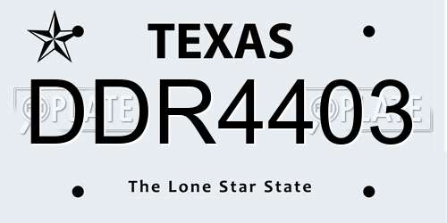 DDR4403 Texas License Plate