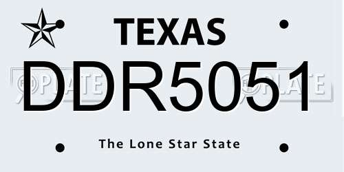 DDR5051 Texas License Plate
