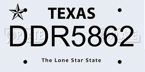 DDR5862 Texas License Plate
