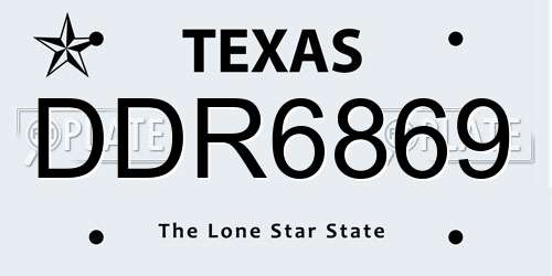 DDR6869 Texas License Plate