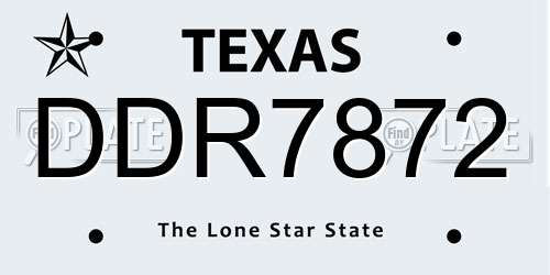 DDR7872 Texas License Plate