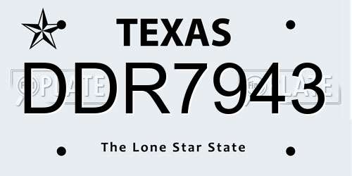 DDR7943 Texas License Plate