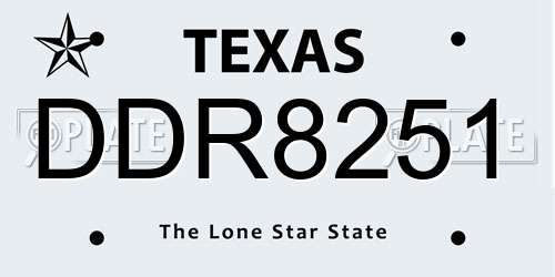DDR8251 Texas License Plate