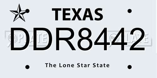 DDR8442 Texas License Plate