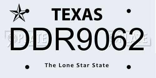 DDR9062 Texas License Plate