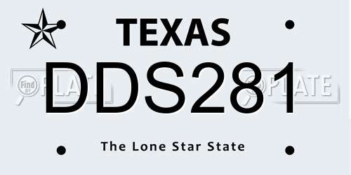 DDS281 Texas License Plate