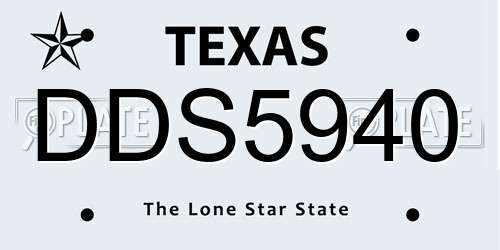 DDS5940 Texas License Plate