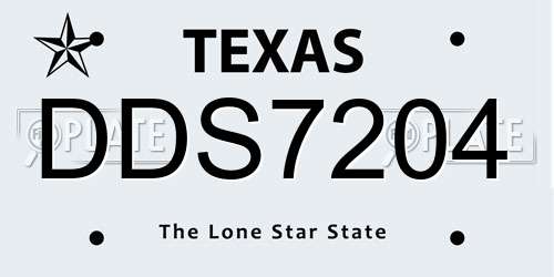 DDS7204 Texas License Plate
