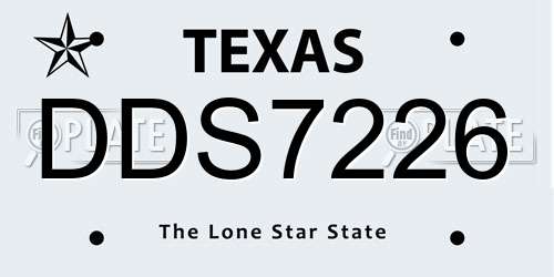 DDS7226 Texas License Plate