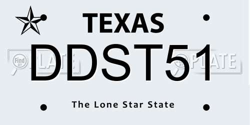 DDST51 Texas License Plate