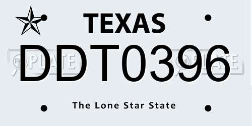 DDT0396 Texas License Plate