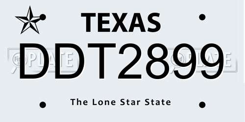 DDT2899 Texas License Plate