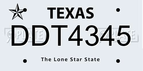 DDT4345 Texas License Plate