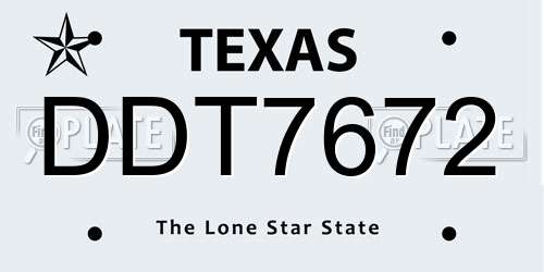 DDT7672 Texas License Plate