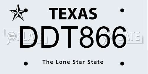 DDT866 Texas License Plate
