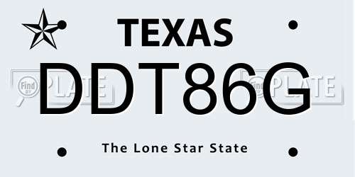 DDT86G Texas License Plate