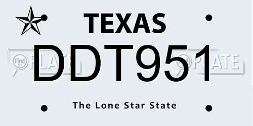 DDT951 Texas License Plate