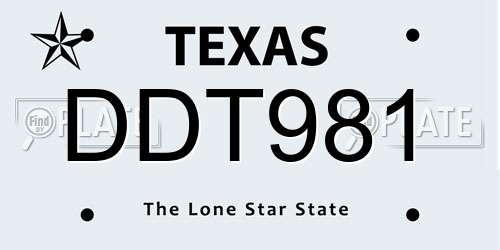 DDT981 Texas License Plate