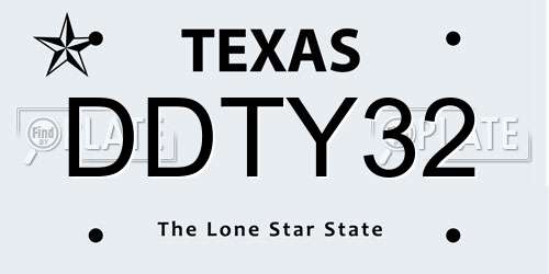 DDTY32 Texas License Plate