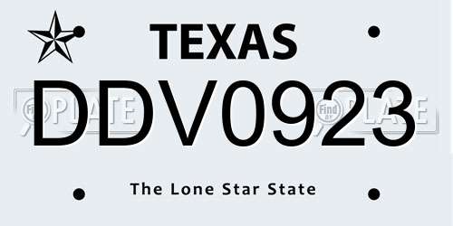 DDV0923 Texas License Plate