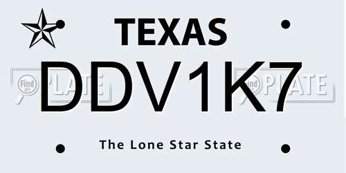 DDV1K7 Texas License Plate
