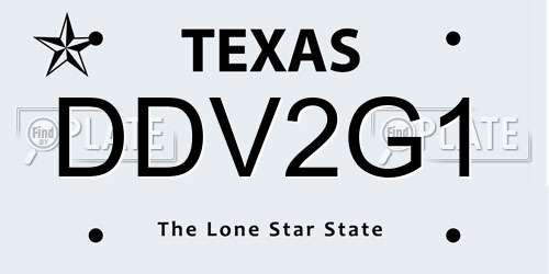DDV2G1 Texas License Plate