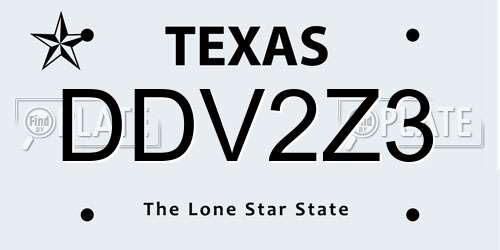 DDV2Z3 Texas License Plate