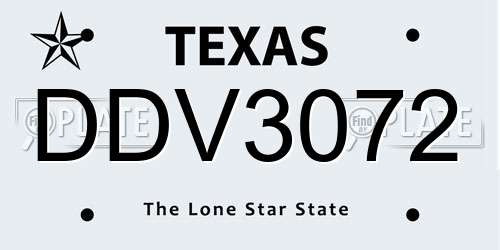 DDV3072 Texas License Plate