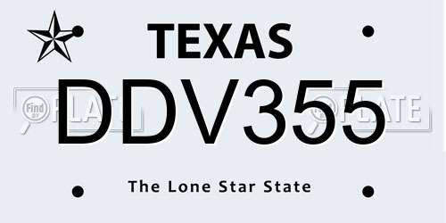 DDV355 Texas License Plate