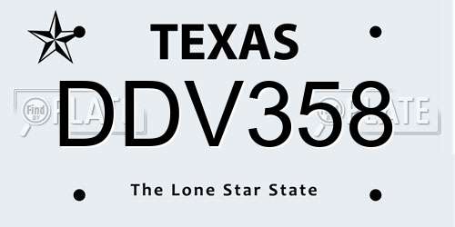 DDV358 Texas License Plate