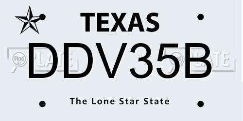 DDV35B Texas License Plate