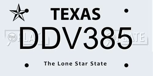 DDV385 Texas License Plate