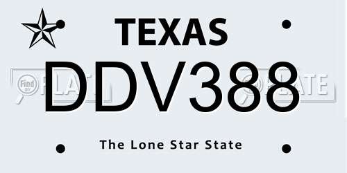 DDV388 Texas License Plate