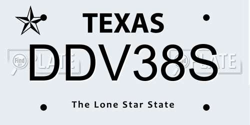 DDV38S Texas License Plate