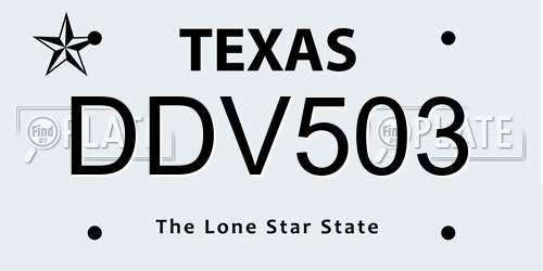 DDV503 Texas License Plate
