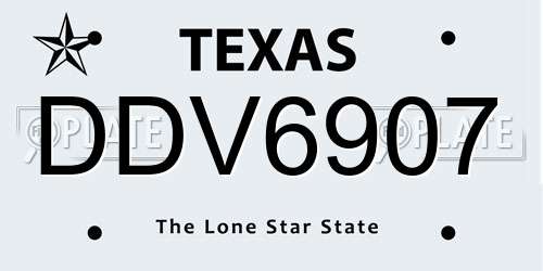 DDV6907 Texas License Plate