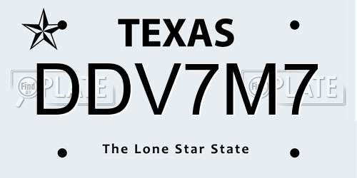 DDV7M7 Texas License Plate
