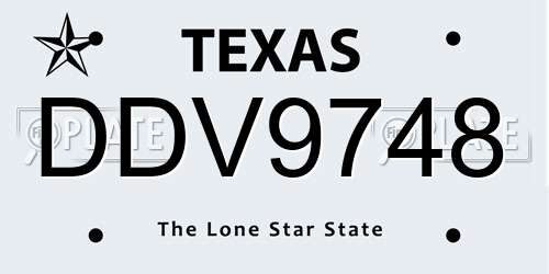 DDV9748 Texas License Plate