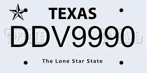 DDV9990 Texas License Plate
