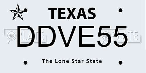 DDVE55 Texas License Plate
