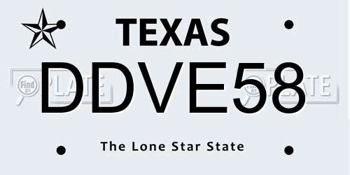 DDVE58 Texas License Plate