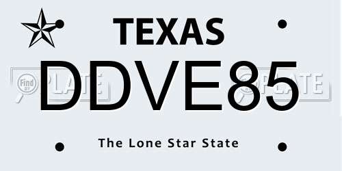 DDVE85 Texas License Plate