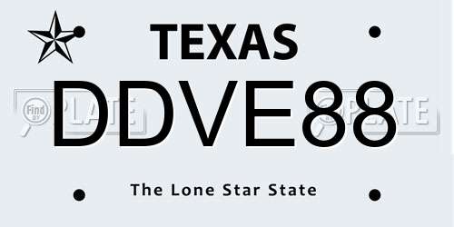 DDVE88 Texas License Plate