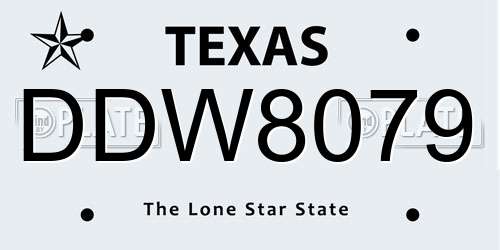 DDW8079 Texas License Plate
