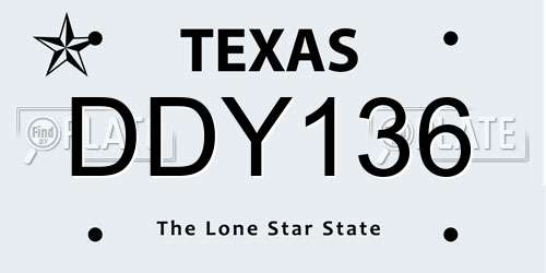 DDY136 Texas License Plate