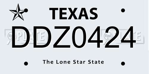 DDZ0424 Texas License Plate
