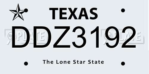 DDZ3192 Texas License Plate