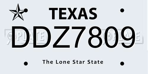 DDZ7809 Texas License Plate
