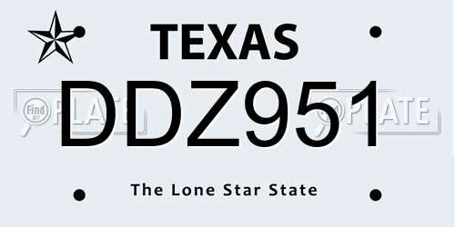 DDZ951 Texas License Plate