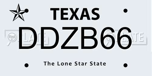 DDZB66 Texas License Plate